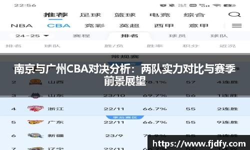 南京与广州CBA对决分析：两队实力对比与赛季前景展望